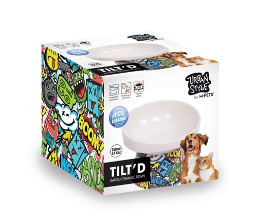 M-pets Urbanstyle Tilt'd Raised Ceramic Bowl Multicolour - L