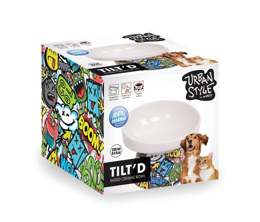 M-pets Urbanstyle Tilt'd Raised Ceramic Bowl Multicolour - L