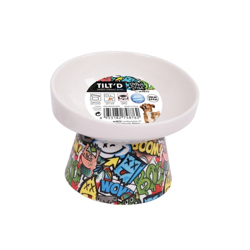 M-pets Urbanstyle Tilt'd Raised Ceramic Bowl Multicolour - L