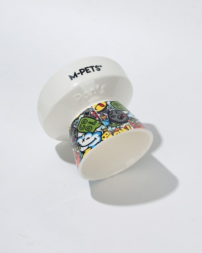 M-pets Urbanstyle Tilt'd Raised Ceramic Bowl Multicolour - S