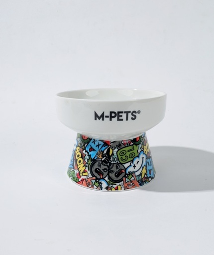 M-pets Urbanstyle Tilt'd Raised Ceramic Bowl Multicolour - S