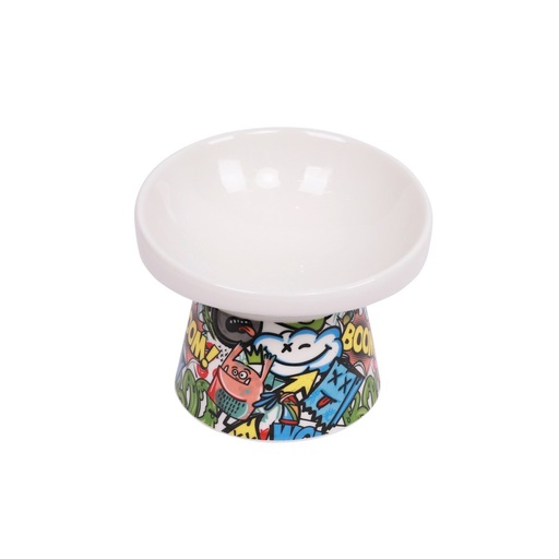 M-pets Urbanstyle Tilt'd Raised Ceramic Bowl Multicolour - S