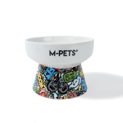 M-pets Urbanstyle Tilt'd Raised Ceramic Bowl Multicolour - S