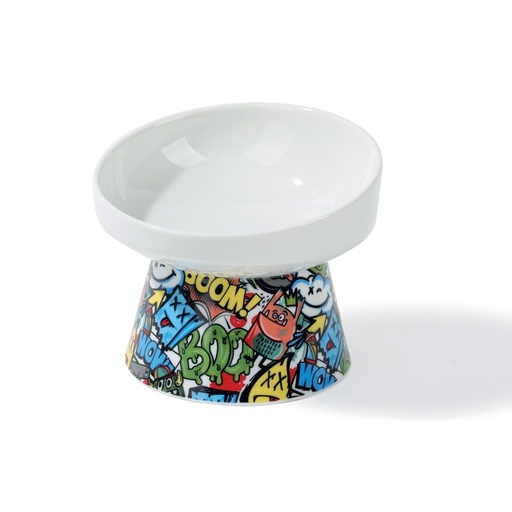 M-pets Urbanstyle Tilt'd Raised Ceramic Bowl Multicolour - S