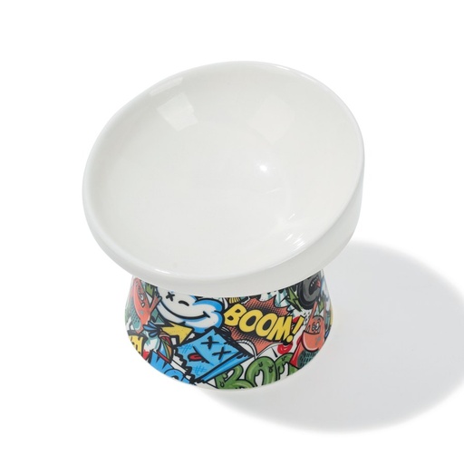 M-pets Urbanstyle Tilt'd Raised Ceramic Bowl Multicolour - S