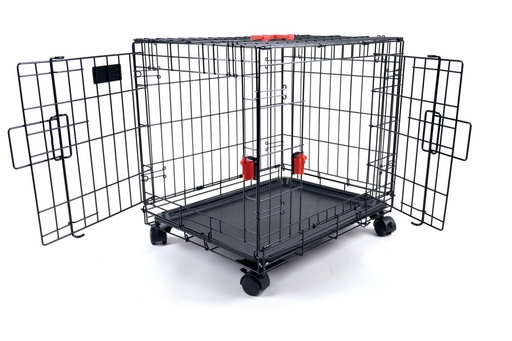 M-pets Voyager Wire Crate - 2 Doors M With Wheels Patented Securo Lock