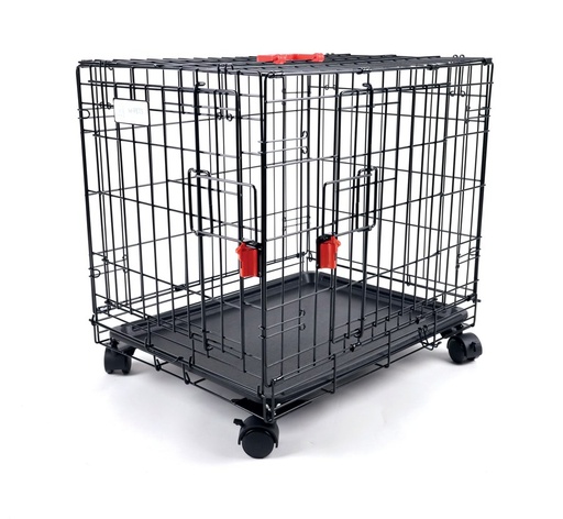 M-pets Voyager Wire Crate - 2 Doors M With Wheels Patented Securo Lock