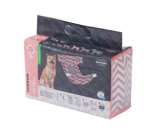 M-pets Carbon Diapers - Female Dog - (L) - 15 Pcs