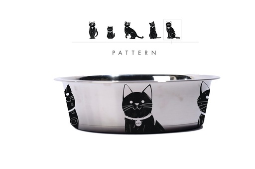 Petjoy M-pets Petjoy Catfamily Stainless Bowl S - Black & White 490ml