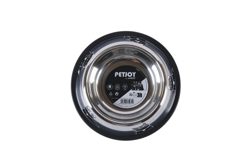 Petjoy M-pets Petjoy Catfamily Stainless Bowl With Rubber Edge M - Black & White 610ml