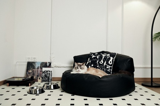 Petjoy M-pets Petjoy Catfamily Stainless Bowl With Rubber Edge M - Black & White 610ml