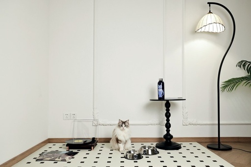 Petjoy M-pets Petjoy Catfamily Stainless Bowl With Rubber Edge M - Black & White 610ml