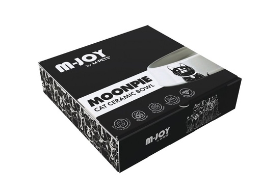 Petjoy M-pets Petjoy Ceramic Bowl Moonpie Cat - Black & White 400ml