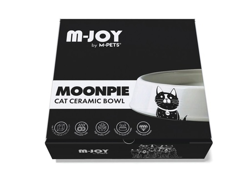Petjoy M-pets Petjoy Ceramic Bowl Moonpie Cat - Black & White 400ml