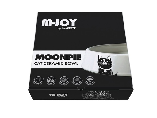 Petjoy M-pets Petjoy Ceramic Bowl Moonpie Cat - Black & White 400ml