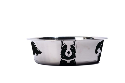Petjoy M-pets Petjoy Dogfamily Stainless Bowl M - Black & White 850ml