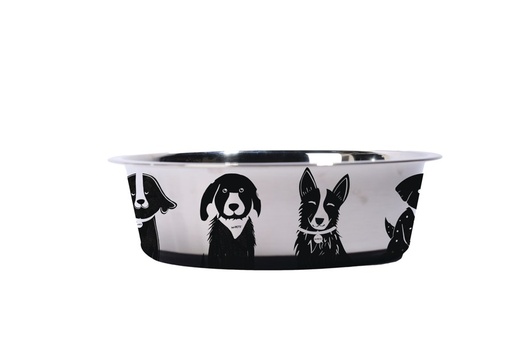 Petjoy M-pets Petjoy Dogfamily Stainless Bowl M - Black & White 850ml