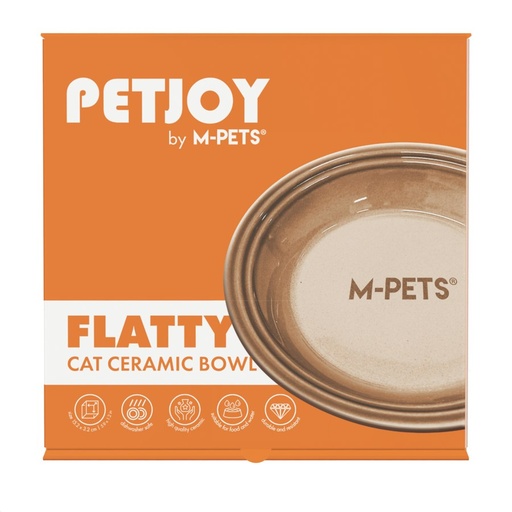 Petjoy M-pets Petjoy Flatty Ceramic Bowl - Brown 250ml