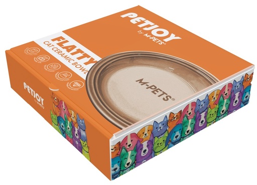 Petjoy M-pets Petjoy Flatty Ceramic Bowl - Brown 250ml