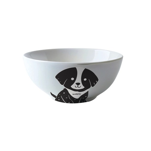Petjoy M-pets Petjoy Furry Feast Ceramic Bowl Oliver - Black & White 550ml
