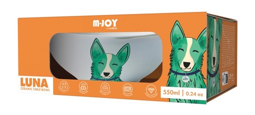 Petjoy M-pets Petjoy Furry Feast Luna Ceramic Bowl - Color 550ml