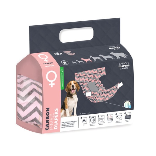 M-pets Carbon Diapers - Female Dog - (M) - 15 Pcs