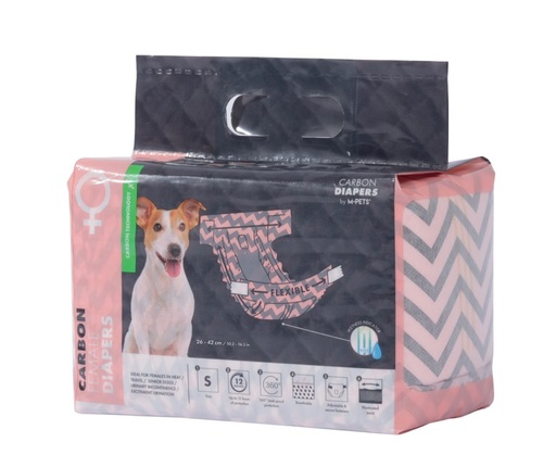 M-pets Carbon Diapers - Female Dog - (S) - 15 Pcs