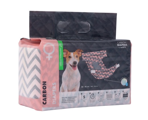 M-pets Carbon Diapers - Female Dog - (S) - 15 Pcs