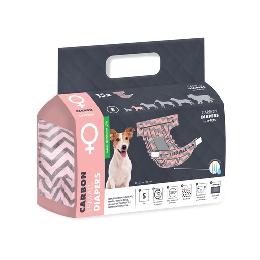 M-pets Carbon Diapers - Female Dog - (S) - 15 Pcs