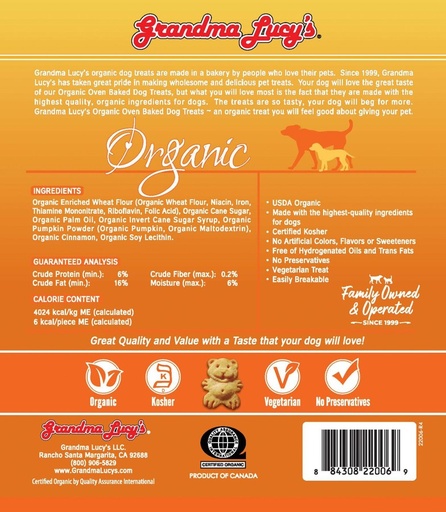 Grandma Lucy's Dog Organic Pumpkin Treats 14oz