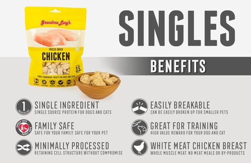 Grandma Lucy's Dog Singles Chicken Treats 3.5oz