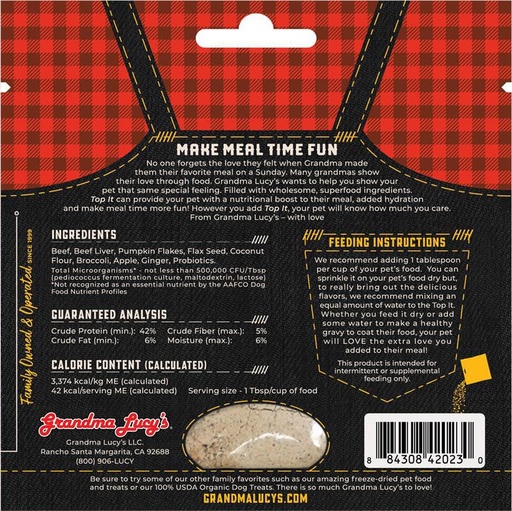Grandma Lucy's Dog Top It Beef Stew 4oz