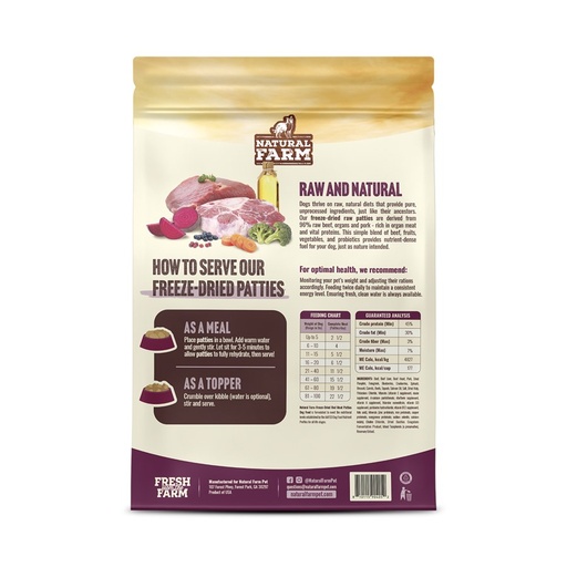 Natural Farm Dog Beef Dinner Patties 14oz
