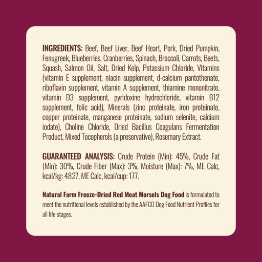 Natural Farm Dog Freeze-dried Red Meat Morsels 8oz
