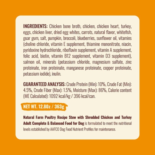 Natural Farm Dog Poultry Chicken & Turkey Wet 8oz