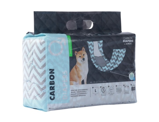 M-pets Carbon Diapers - Male Dog - (L) - 18 Pcs