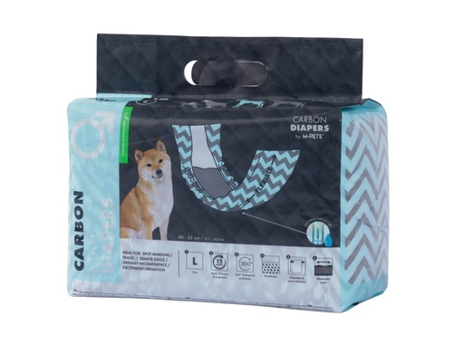 M-pets Carbon Diapers - Male Dog - (L) - 18 Pcs
