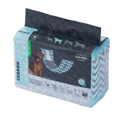 M-pets Carbon Diapers - Male Dog - (M) - 18 Pcs
