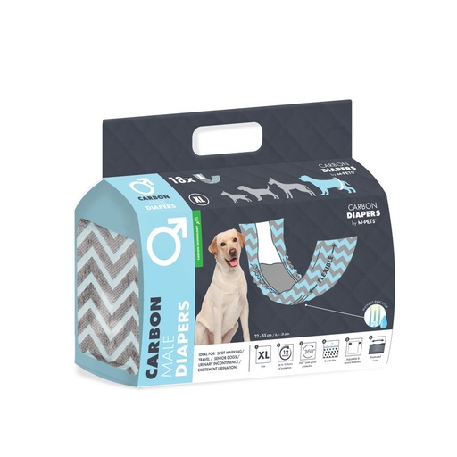 M-pets Carbon Diapers - Male Dog - (Xl) - 18 Pcs