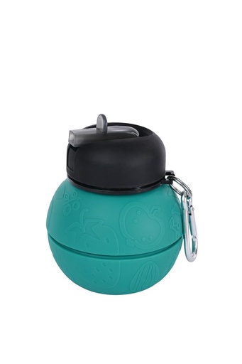 M-pets On The Road Foldable Dog Water Bottle 200ml-550ml 2 In 1 Turquoise Blue Color