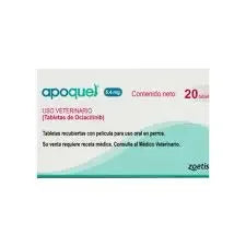 Caja de medicamento veterinario Apoquel 5.4mg para perros Panamá tabletas antipruriginoso PET WORLD S A