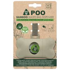 POO BAMBOO Waste Bag Dispenser with natural Vegetable Base waste bags - Black Dog Panamá 