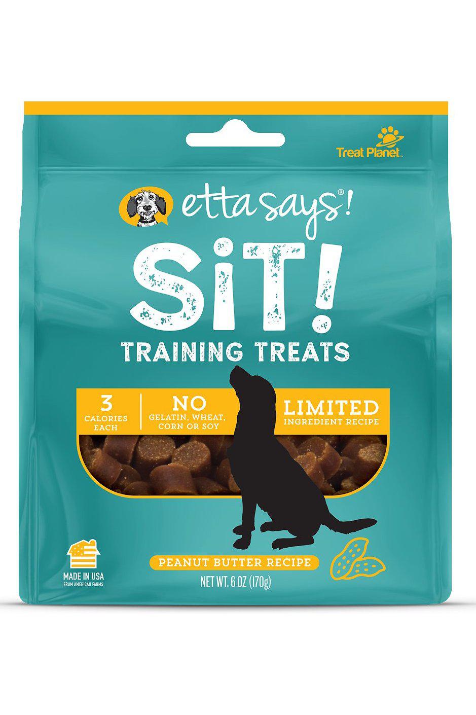Etta Says Sit! Training Treats Snack con Mantequilla de Maní para Perros - 4 oz