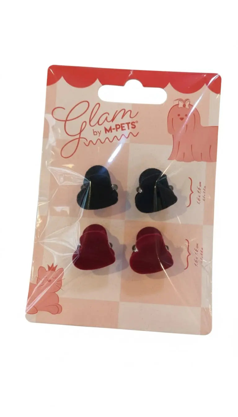 GLAM Hair Accessories for pets heart shape clip Black&Red