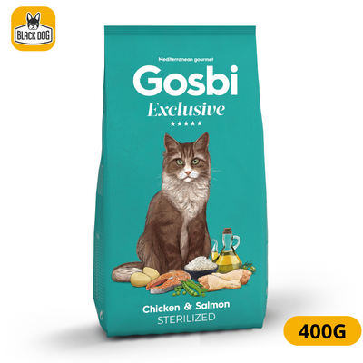GOSBI EXCLUSIVE CAT CHICKEN & SALMON STERILIZED 400 g. - Black Dog Panamá 