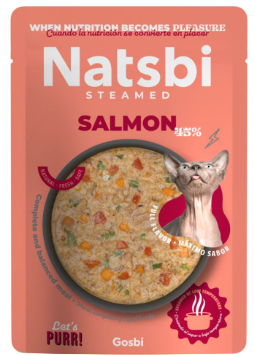 NATSBI CAT STEAMED SALMON 80G - Black Dog Panamá 