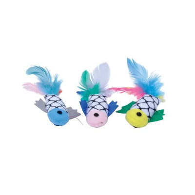 CAT TOY STRIPPED FISH W/FEATHERS - Black Dog Panamá 