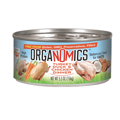 ORGANOMICS TURKEY, DUCK & CHICKEN DINNER FOR CATS (PAVO, PATO Y POLLO) 5.5OZ (156G) - Black Dog Panamá 