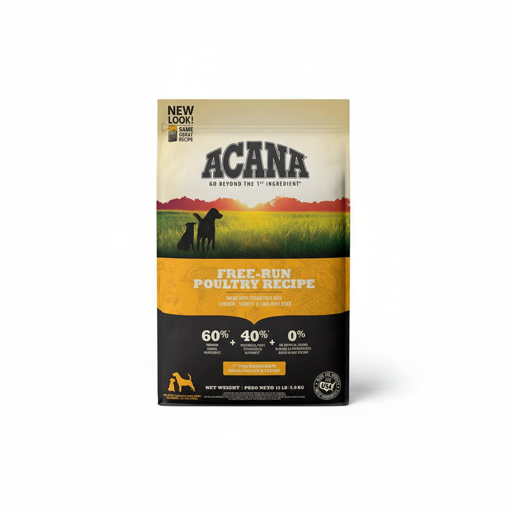 Acana Heritage Free-Run Poultry Alimento con Aves de Corral para Perros - Todas las Razas - Sin Cereales - 25 lb