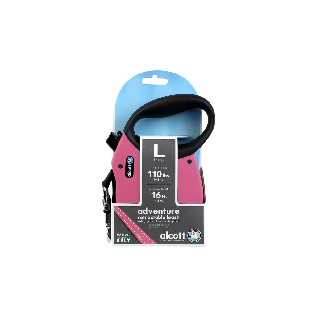 Alcott Adventure Retractable Leash Rosa – L